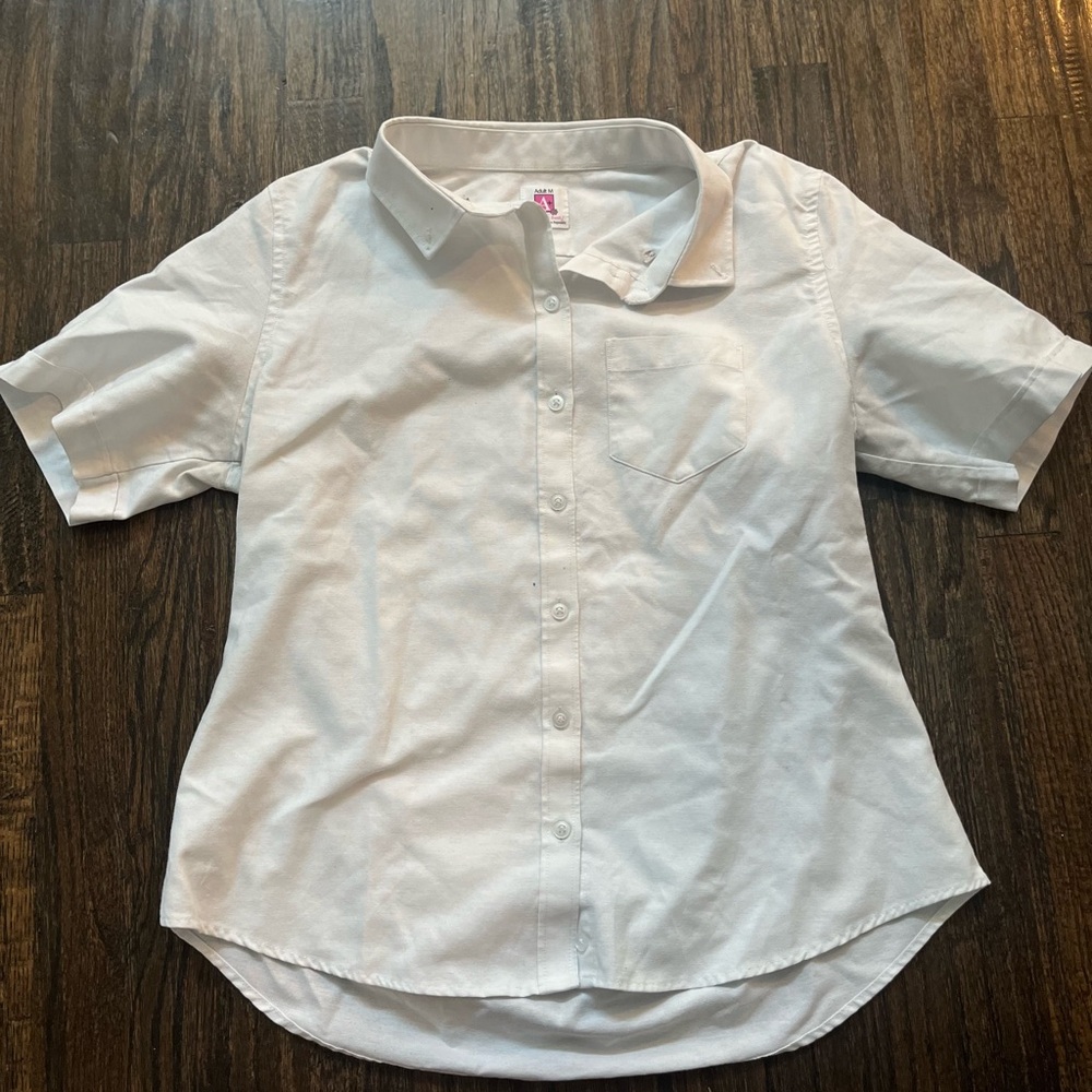 White short sleeve button down